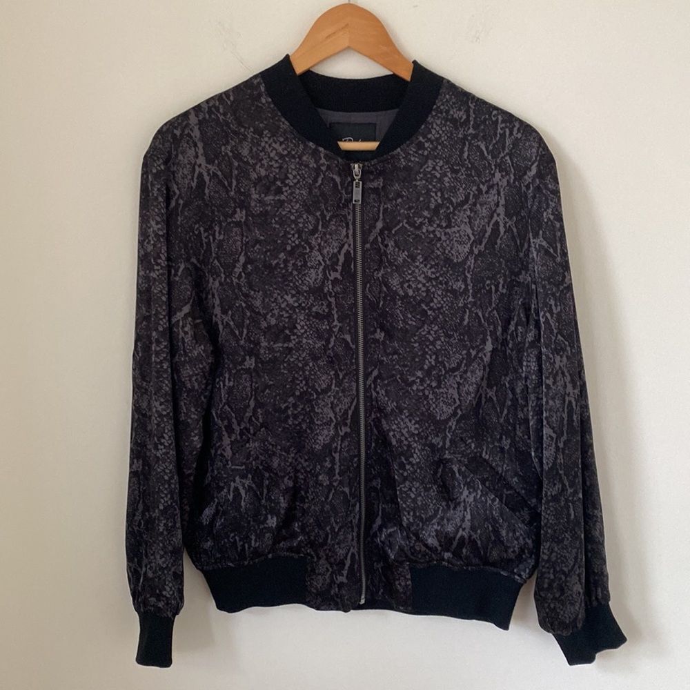 Rails Alina Snake Print Satin Bomber Jacket - Picture 3 of 10